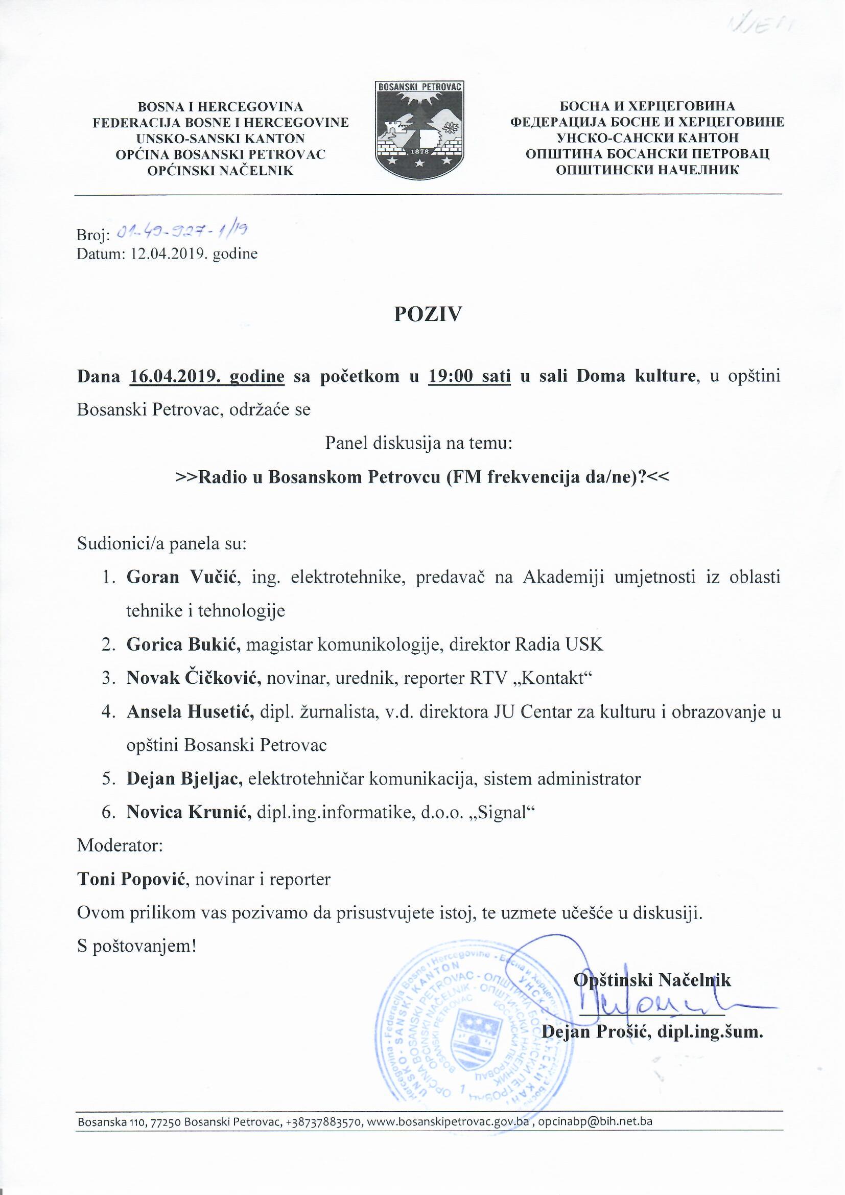 POZIV za Panel diskusiju